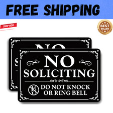 2 Pack No Soliciting Sign for Front Door,9 X 6 Inches Self-Adhesive No Solicitin