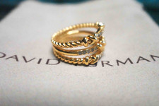 NewDavldYurman/3Row/Crossover/Ring 18K Yellow Gold Pav Diamond US 7