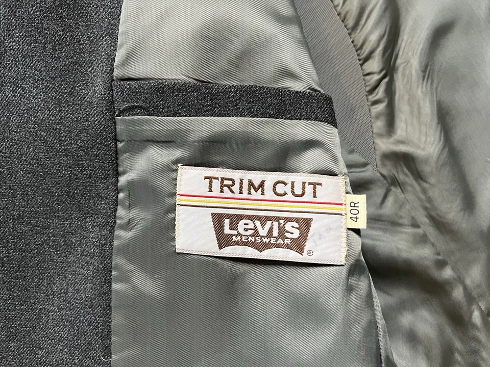 Винтажный Levis отделки вырез серый действие костюм Sta-Prest 40R Levi's Blazer брюки - Изображение 4 из 4