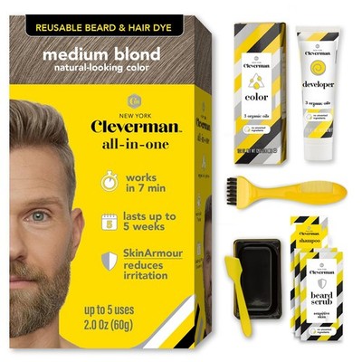 Reusable Hair & Beard Dye for Men   Medium Blond 8.01 | Up to 5 Uses, 7 Minut...