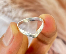 Handmade Hammered Sterling Silver Chevron Ring: Geometric Stacking Band All Size