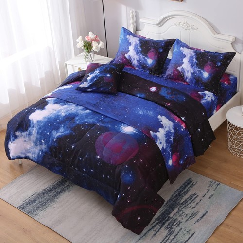 Full Galaxy Comforter Sets 6 Piece Bed in A Bag, Outer Space Themed Bedding f... - Picture 3 of 7