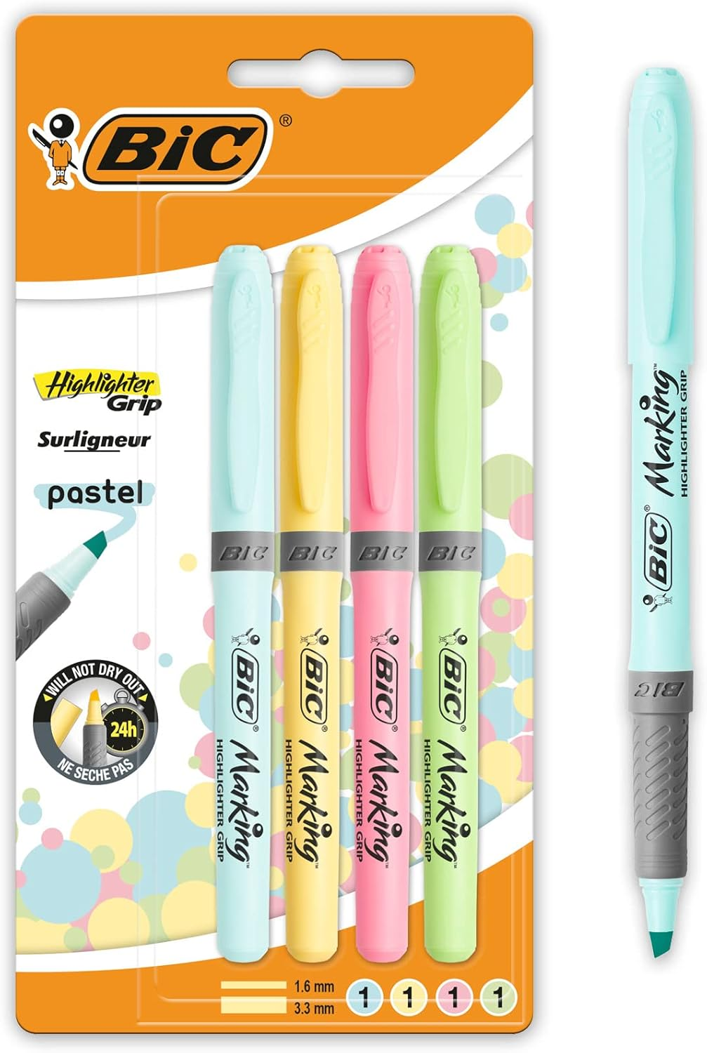 Highlighters Pastel Colours - Grip Highlighter Pens Multipack - Stationery Suppl