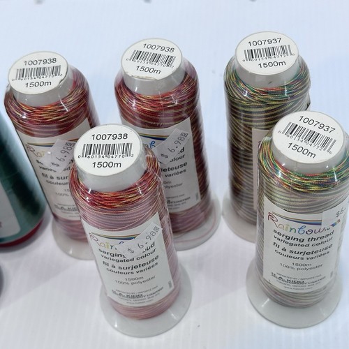 Lot Of 8 Mixed Serger Thread Various Colors Fabricland Green Rainbow Variegated - Bild 6 von 6