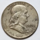 1959 50c Franklin Silver Half Dollar - RAW - Nice Original Coin