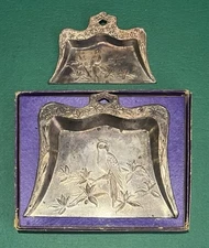 1940’s Antique Small and Mini Silent Butler Crumb Catcher Bird and Floral Design