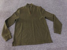 Polo Ralph Lauren Pullover Sweater Mens Medium Green Half Zip Cotton Pony Logo