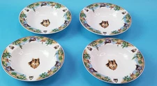(Set of 4) Tienshan Stoneware 8 1/2" Rimmed Soup Bowls with Wolf Desert Wildlife