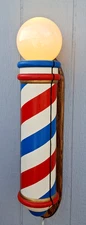 Extremely Rare Vintage Lighted Wooden Barber Pole Made Over 40 Years Ago