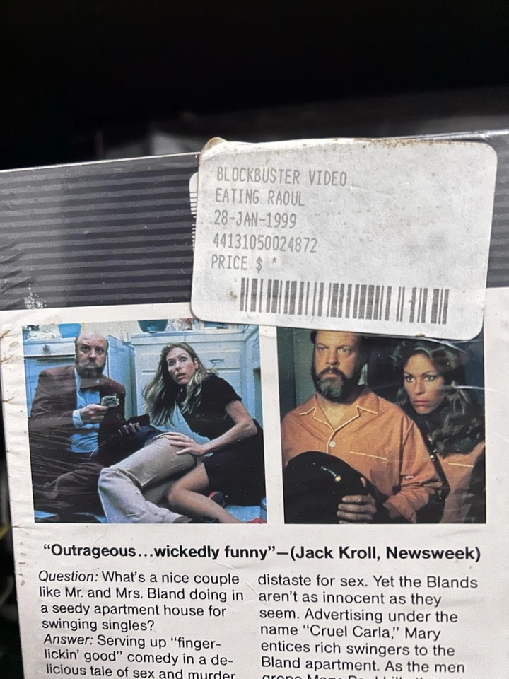 Eating Raoul VHS Tape 1984 CBS Fox Official Blockbuster OOP HTF Cult Following - Image 4 of 4