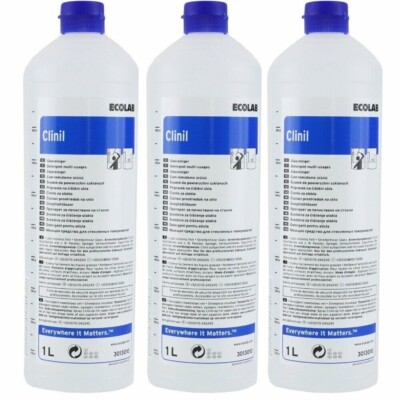Ecolab Clinil 3 x 1 Liter Glasreiniger Gebrauchsfertiger Glas und Fensterreinige