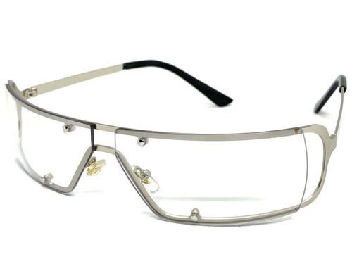 Classy Elegant Modern Club Raver Clear Lens Slight Tint SUN GLASSES Silver Frame - 第 2/6 張圖片