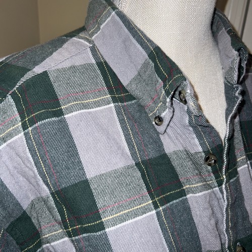 Saddlebred Classic Long Sleeve green gray Flannel Plaid Button Up Men's Size XL - Picture 4 of 8