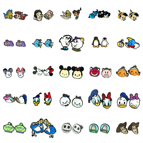 DISNEY CLASSIC CARTOONS MOVIES CHARACTERS LOGOS POST ENAMEL STUD EARRINGS - Picture 4 of 27
