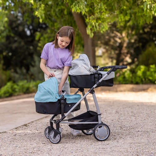 Deluxe Twin Dolls Pram Kids Girl's Play Toy Doll Pushchair Buggy Stroller NEW - Picture 6 of 8