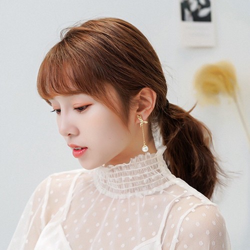 Fashion Love Bird Pearl Long Tassel Earrings 925 Silver Post Made - Bild 4 von 6