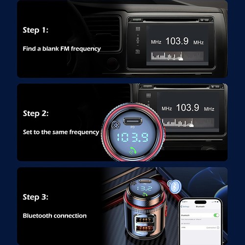 Bluetooth Radio Car Kit Wireless FM Transmitter PC QC3.0 USB Charger MP3 Player - Picture 9 of 14
