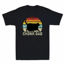 Chonk Cat Dad Funny Meme Retro Style Daddy Cats Vintage Men's T-Shirt Black Tee