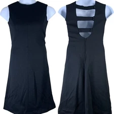 Vintage Dress Black Sleeveless Sheath Open Strappy Back Junior Accent Size 10