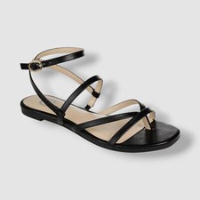 Journee Collection Women's Black Serissa Strappy Flat Sandals Shoe Size 9
