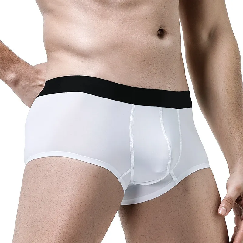 3Pack Men Ice Silk Ultra Thin Boxer Briefs Panties U Pouch Breathable  Underwear