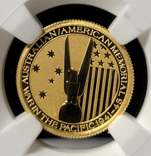 🔥2013 AUSTRALIA 1/10 oz GOLD  AUSTRALIAN AMERICAN  MEMORIAL 1941-45 NGC MS 70