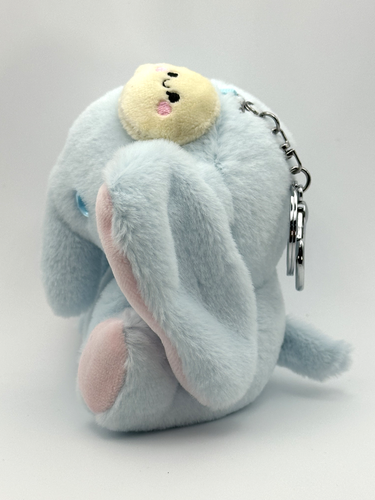 Plush Baby Elephant Keychain Bag Clip w/Smiley Pom Hat Charm Super Soft Cute New - Picture 4 of 9