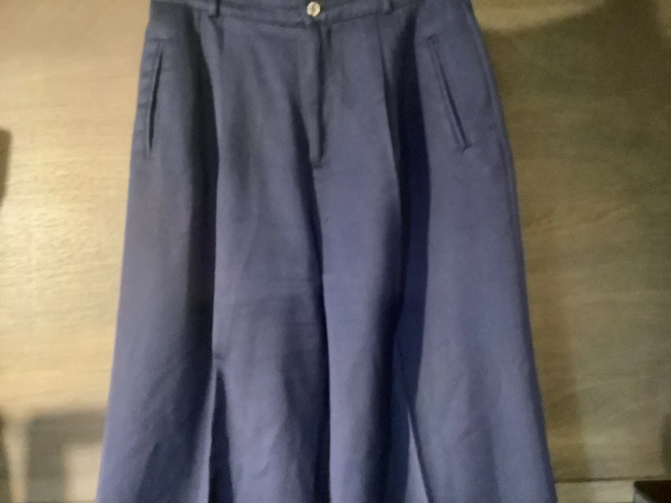 Vintage Worthington HIGH W BLUE Pleated Size 14 Dress Pants TAPERED LEG POCKETS - Image 3 of 4