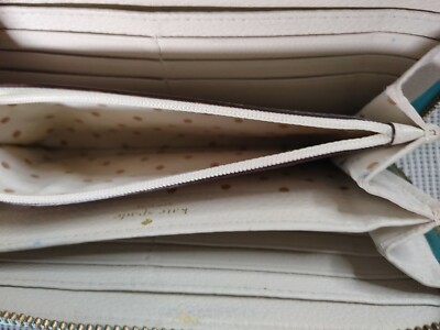 Kate Spade New York Leather Zip Around Wallet S363 Teal Blue Inner