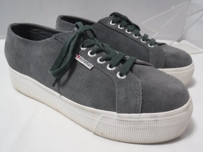 PFR Great Superga Women's Suecotlinw Platform Flatform Gray Suede Leather 41 9.5