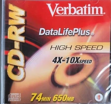 VERBATIM CD-RW DataLifePlus 74 Min 650 Mb High Speed 4x-10x Speed