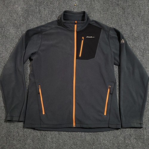 Eddie Bauer Jacket Men's XL Gray First Ascent Polartec Fleece 1/4 Zip Outdoor