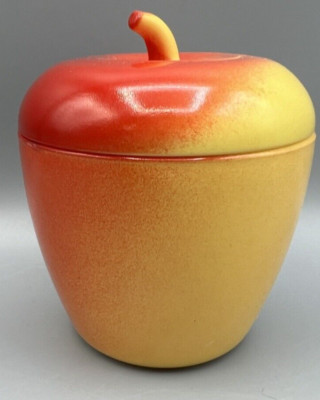 4.5'' Hazel Atlas Milk Glass Vintage Apple Jam Jelly Stash Jar Red Yellow Ombré