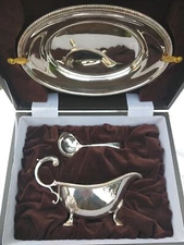 Fabulous Mappin & Webb Sauce Boat Ladle Fitted Case Mappin Plate
