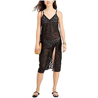 Miken Women's IY7125P452 Black Sleeveless Midi Tank Cover Up Dress Size Medium