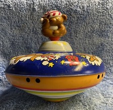 Vintage OHIO ART Metal Sleepy Teddy Spinning Top Toy Made in USA