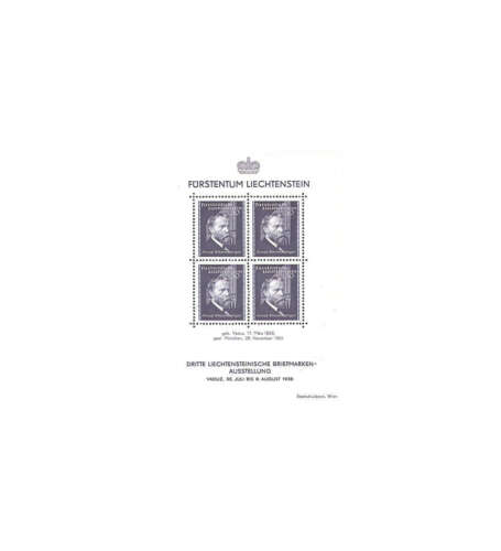 Liechtenstein blok nr 3 czysty ** / stemplowane wystawa znaczków 1938 - Zdjęcie 1 z 2