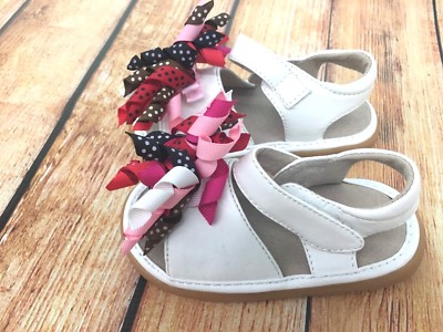 Spring Squeaky Shoes New  Add a Bow White Sandal Girls Toddler Your choice bow