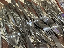 VTG Sets Mismatched Silverware Flatware Eclectic BOHO 15 Pc + Bonus
