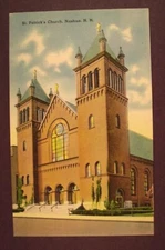 St. Patrick's Church,  Nashua, New Hampshire - Linen Postcard