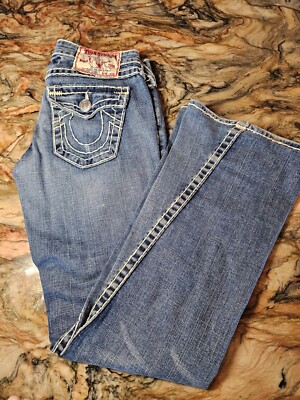 Vtg Y2K True Religion Jeans 27x32 Blue Denim Joey Super T Flared
