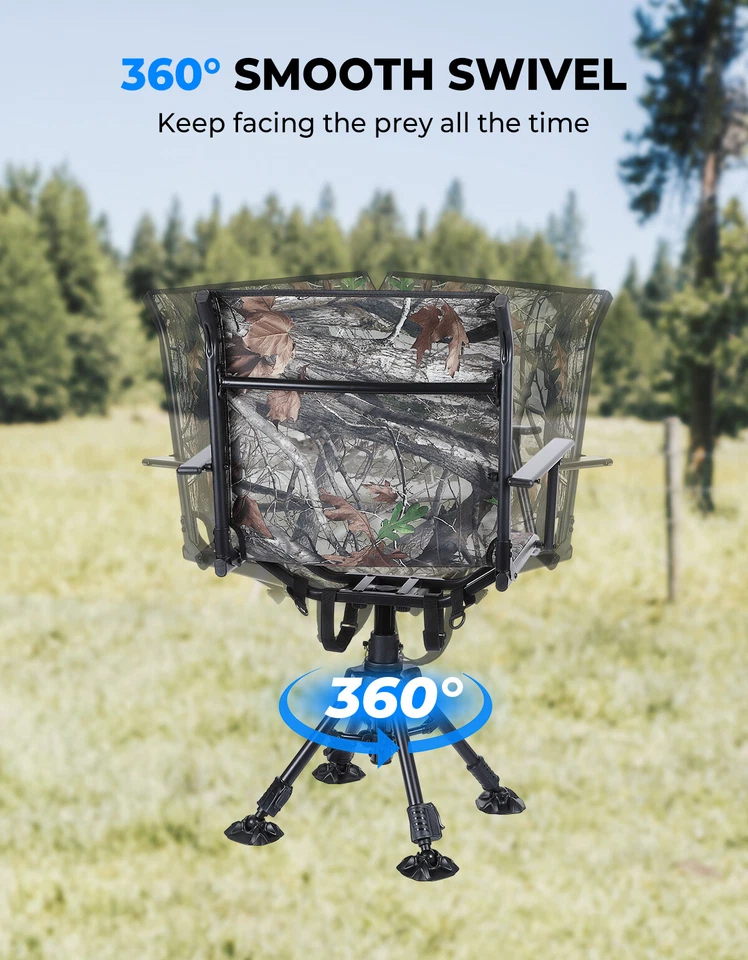 Swivel Hunting Chair 360° Adjustable Legs Folding Silent Swivel Chair Outdoor - Image 3 of 4