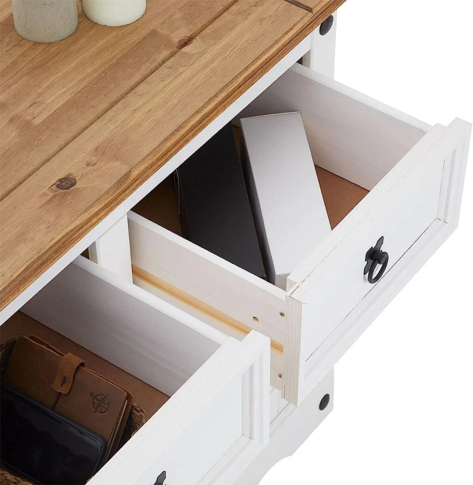 Corona Sideboard White 3 Door 3 Drawer Solid Pine Dining Mexican - Image 4 of 4