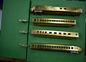 Lot-10-46-HO-Scale-Overland-Models-Brass-UP-M-10000-4-Car-Set-Nice-w-Box