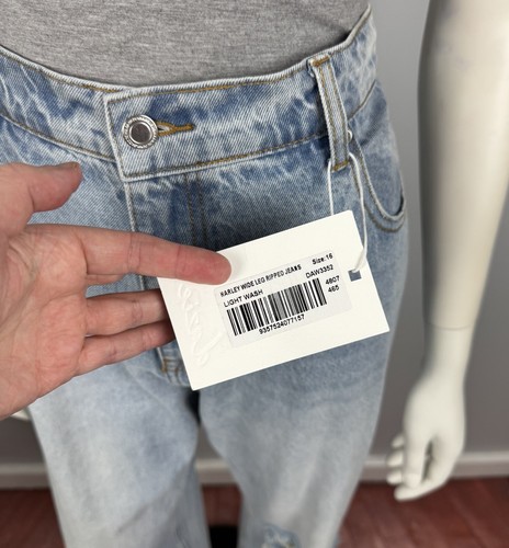 Dazie Size 16 Harley Wide Leg Ripped Denim Jeans Light Wash Women NEW $119 - Bild 6 von 16