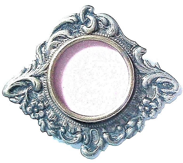 Antique French Victorian Silver Plated Photo Frame Brooch 1800s Made in France