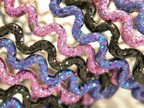 2.6 S Wavy Glittered GLASS Bangles Indian Sari Bracelets Set Lavender Blue Black - Picture 2 of 2