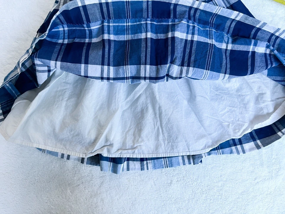 EUC! Polo Ralph Lauren BLUE Girls Fit-&-Flare Plaid Check Oxford Dress Sz 10 - Image 3 of 4