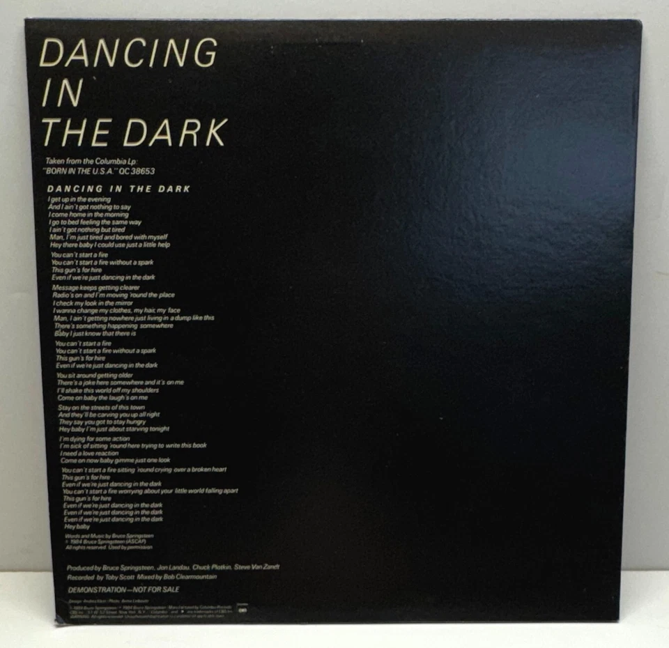 BRUCE SPRINGSTEEN Dancing In The Dark * 12" Single * B+W Promo Copy * AS 1862 - Image 2 of 3
