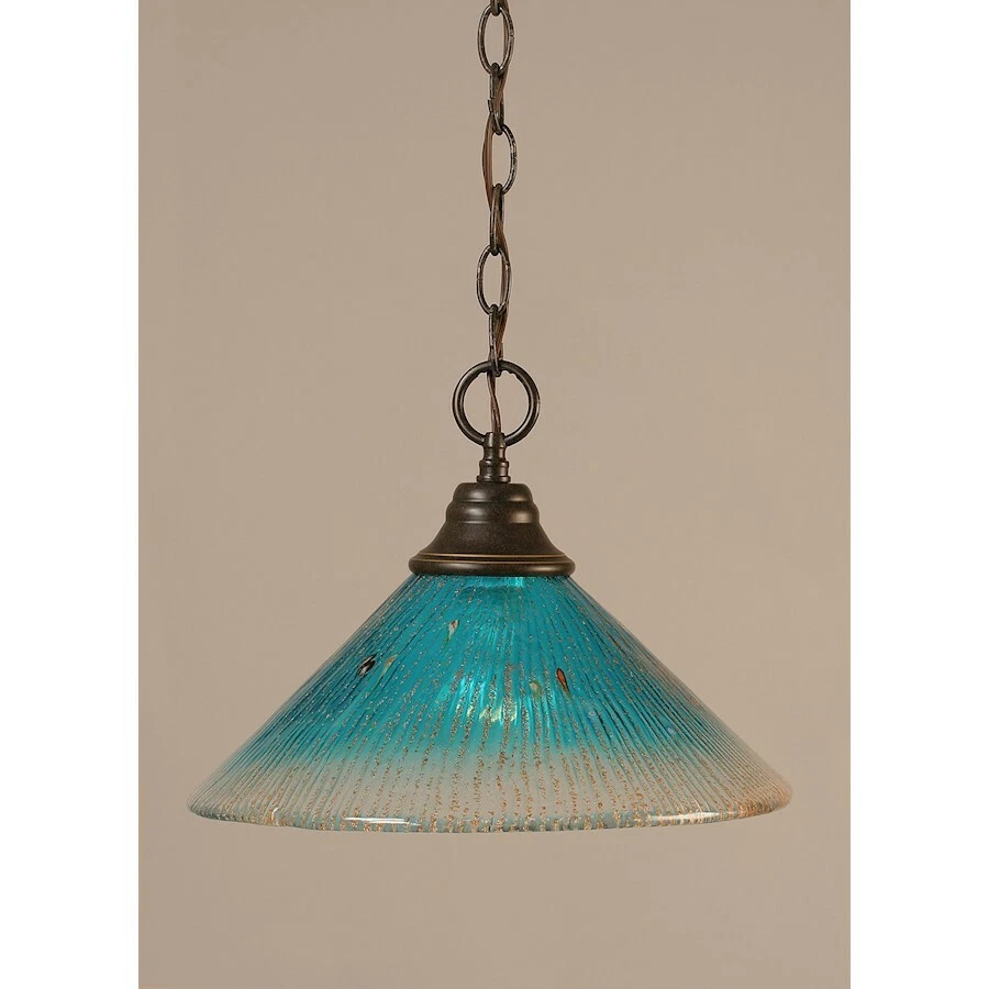Toltec Lighting Chain Hung Pendant 12 Teal Crystal Glass 10 DG 448